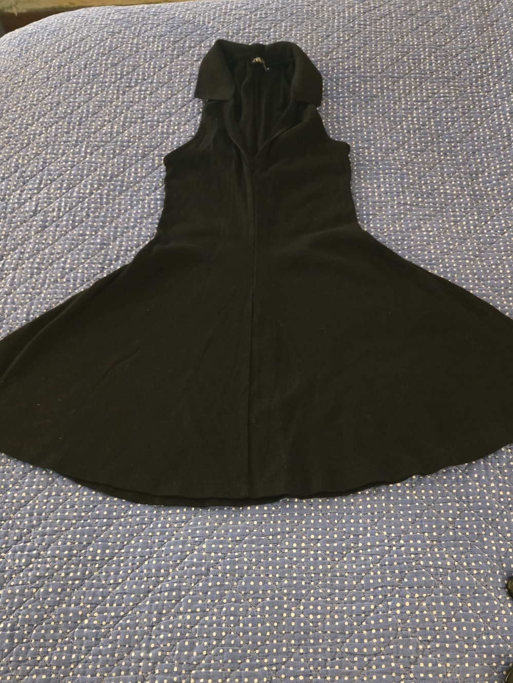 Zara Black Sleeveless Polo Collar Dress